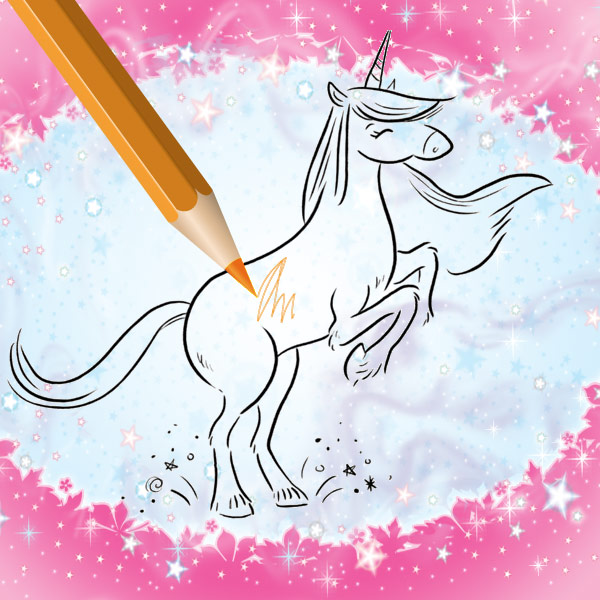Colour-in unicorn